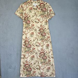 Talbots Cottagecore Womens Floral Maxi Dress Sz 6 Petite Linen Button Front